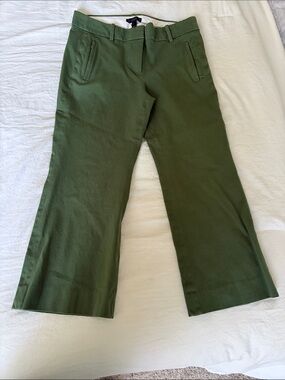 J. Crew Olive Green Cropped Wide-Leg Chinos